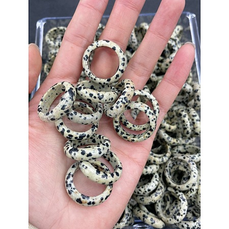 Natural Dalmatian Jasper Finger Rings WG8089A-05-1