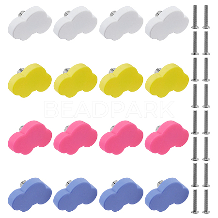 16Pcs 4 Colors Synthetic Rubber Drawer Pull Drop Swing Handles AJEW-NB0008-11-1