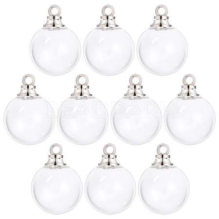 10Pcs Screwable Alloy Transparent Glass Pendants GLAA-CA0001-61-1