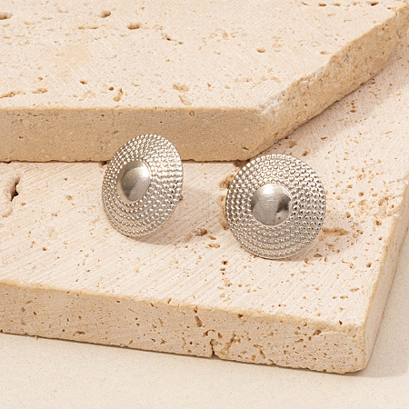 Stylish Irregular Flat Round 304 Stainless Steel Stud Earrings for Women YH2174-5-1