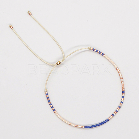 Glass Seed Braided Slider Bracelet BJEW-BB727272757-A-1