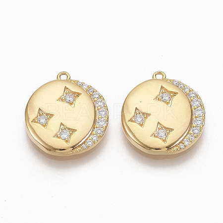 Brass Micro Pave Clear Cubic Zirconia Charms X-ZIRC-Q021-023G-NF-1