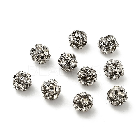 7mm Brass Crystal Rhinestone Beads KK-S519-01B-P-1