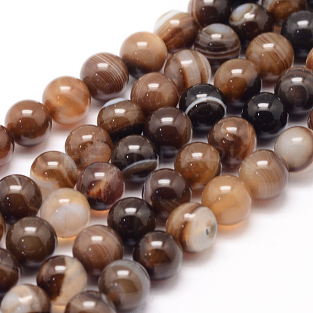 Natural Striped Agate/Banded Agate Bead Strands X-G-K155-A-8mm-14-1