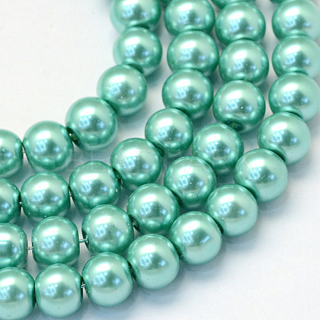 Baking Paint Pearlized Glass Pearl Round Bead Strands X-HY-Q330-8mm-32-1