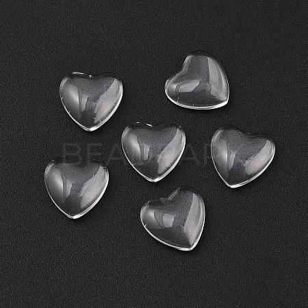 Transparent Glass Heart Cabochons GGLA-R021-10mm-1