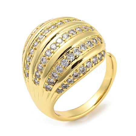 Brass Micro Pave Cubic Zirconia Open Cuff Ring RJEW-C033-12G-1