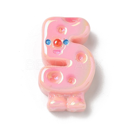 Electroplate Number Theme Resin Beads RESI-Q015-01F-1