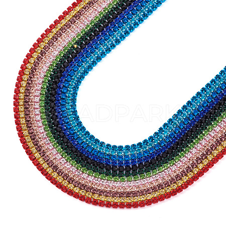 Cheriswelry 12Yards 12 Colors Electrophoresis Brass Rhinestone Strass Chains CHC-CW0001-03-1