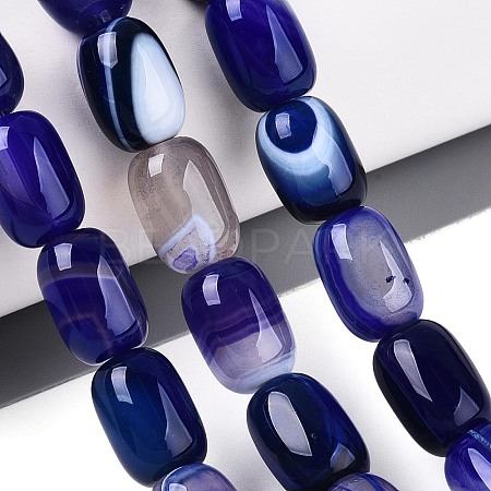 Dyed Natural Banded Agate Beads Strands G-T144-44C-1