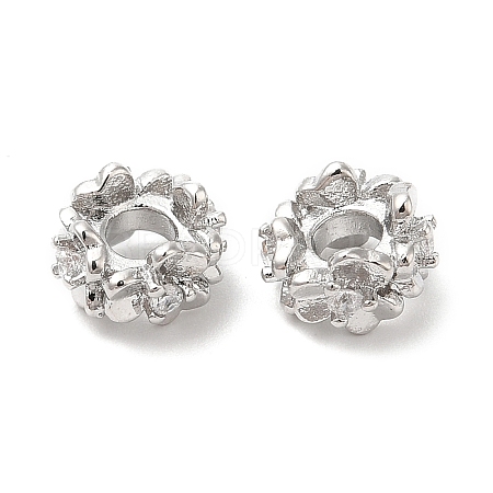 Brass Pave Clear Cubic Zirconia Spacer Beads X-KK-K333-31P-1