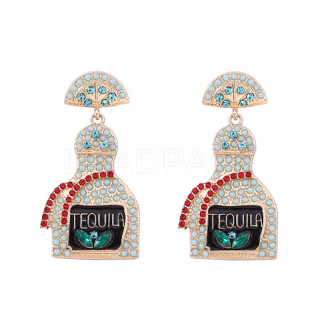 Zinc Alloy Rhinestone Dangle Stud Earrings FS-WG8FD93-02-1