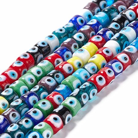 Handmade Evil Eye Lampwork Beads Strands LAMP-F024-01B-04-1