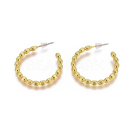 Brass Stud Earrings EJEW-F250-15-G-1