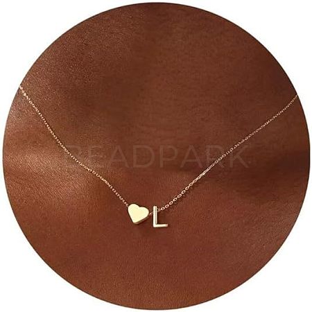 Simple Style Adjustable 316L Surgical Stainless Steel Heart and Initial Pendant Necklaces for Women WG95AEF-12-1
