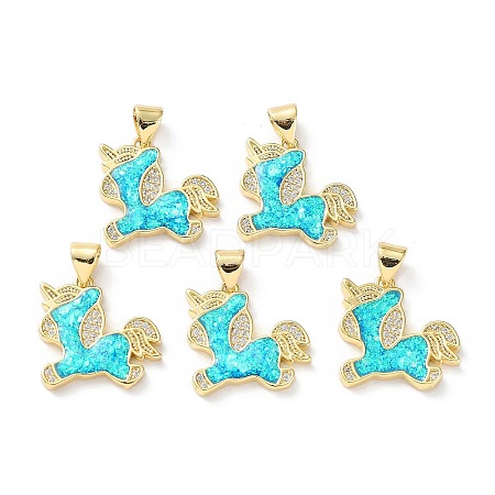 Rack Plating Brass Micro Pave Cubic Zirconia Pendants KK-C041-16G-1