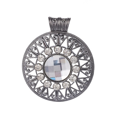 Alloy Glass Rhinestone Big Pendants PALLOY-J336-03B-1