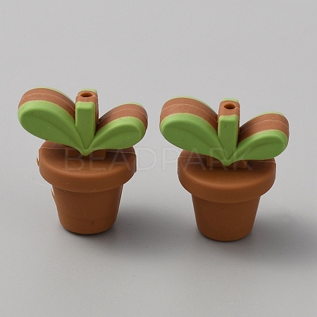 Leaf Pot Food Grade Eco-Friendly Silicone Beads SIL-WH0014-18G-1