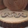 7Pcs 7 Styles Tibetan Style Sun Moon Alloy Cuff Toe Rings for Summer Beach FS-WGAE944-01-1
