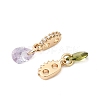 Brass 2-Loop Oval Spacer Bars with Teardrop Cubic Zirconia Tassel ZIRC-L106-01G-2