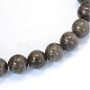 Natural Black Wood Lace Stone Round Bead Strands X-G-E334-12mm-03-2