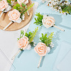 Silk Cloth Artificial Flower Boutonniere AJEW-DR0001-55C-3