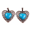 Synthetic Turquoise Peach Love Heart Pendants G-G158-01-09-1