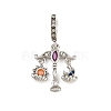 Brass Colorful Rhinestone European Dangle Charms KK-P324-07P-1