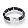 Braided Leather Cord Mkulti-strand Bracelets BJEW-K141-13-2
