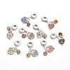 Heart Alloy Rhinestone European Dangle Charms MPDL-L014-05-1