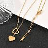 304 Stainless Steel Heart Pendant Lariat Necklaces for Women NJEW-A064-05G-2