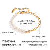 Natural Freshwater Pearl Beaded and 304 Stainless Steel Paperclip Chain Bracelets for Women IH6413-2-2