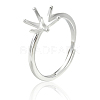 2Pcs Adjustable Rhodium Plated 925 Sterling Silver Finger Rings Components STER-BBC0008-60-7