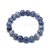 Natural Blue Spot Jasper Bead Stretch Bracelets X-BJEW-K212-B-039-2