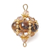 Natural Tiger Eye Round and Glass Seed Beaded Lantern Links Connector Charms PALLOY-MZ01176-02-1