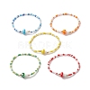 Mushroom Lampwork & Glass Seed & Brass Beaded Stretch Bracelets for Women BJEW-JB09272-1