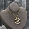 Brass Micro Pave Clear Cubic Zirconia Ring Pendant Necklaces LS-NJEW-P322-A04-G-3