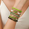 8Pcs Polymer Clay Heishi & CCB Plastic & Glass Beaded Stretch Bracelets Set For Women FS-WGAEA5C-04-2