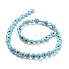 Handmade Evil Eye Lampwork Flat Round Bead Strands LAMP-L058-8mm-17-2