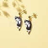 Alloy Cat Dangle Stud Earrings with Enamel EJEW-JE04919-6