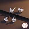 4Pcs 4 Style Rhodium Plated 925 Sterling Silver Stud Earrings Set PI9253-2-2