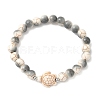 Baking Paint Synthetic Turquoise Round & Tortoise Beads Stretch Bracelets for Men Women BJEW-JB12340-02-2