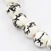 Handmade Printed Porcelain Round Beads Strands PORC-L004-6mm-M-2