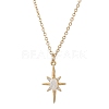 Brass Glass Star Pendant 304 Stainless Steel Cable Chain Necklaces for Women NJEW-JN05544-1