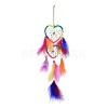 Feather Double Heart Woven Net/Web with Beaded Wind Chimes HEAR-PW0001-169-2
