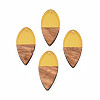 Transparent Resin & Walnut Wood Pendants RESI-N025-031-C08-2