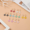 8 Pair 8 Color Alloy Enamel Flower Dangle Leverback Earrings for Women EJEW-JE05143-2