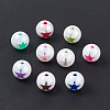 UV Plating Rainbow Iridescent Acrylic Beads OACR-H015-14-1