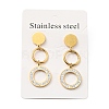 Crystal Rhinestone Ring Long Dangle Stud Earrings with 316 Stainless Steel Pins EJEW-F285-07G-4