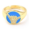 Adjustable Real 18K Gold Plated Brass Enamel Finger Ringss RJEW-L071-25G-2